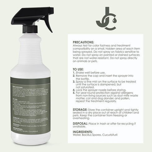 Unscented Anti-Allergen Spray Household Cleaner, Reduce Dust and Pollen from Furniture, Fabric, Clothes & Carpet