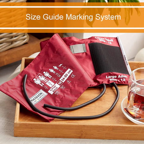 McKesson LUMEON Nylon Blood Pressure Cuff - Burgundy, Adult Medium, 34 cm to 50 cm, 1 Count