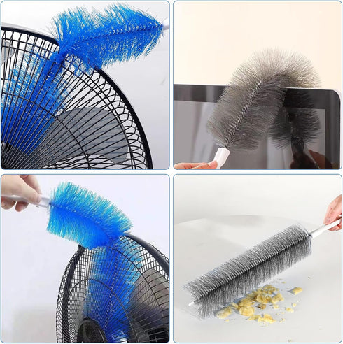 PENGJINYU 2 Set Pcs Cobweb Duster, Bendable Fan Cleaner Brushes Reusable, Plastic Microfiber Duster for Air