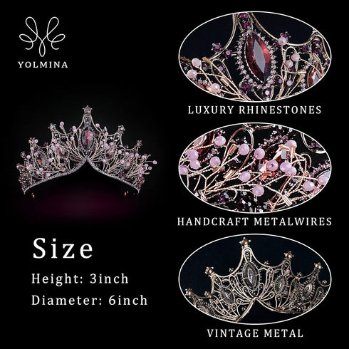 Vintage Baroque Queen Crowns, Purple Gothic Tiara for Women, Quinceanera Tiaras for Cosplay