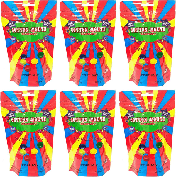 Cotton Mouth Candy Dry Mouth Relief Fruit Mix 3.3 Ounce Bag (6 Bags) | Sugar Free, Gluten Free