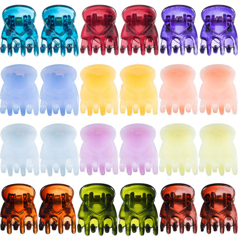 HOTOP 24 Pcs Mini Hair Clips - Small Non-Slip Plastic Jaw Clips for Girls and Women (Bright)