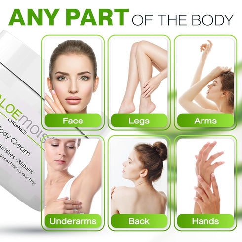 Organic Aloe Vera Lotion - Face & Body Moisturizing Cream with Natural Aloe Vera, Vitamin E, C, Retinol, Shea Butter