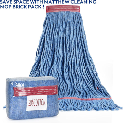 MATTHEW CLEANING 20oz Heavy Duty Mop Head, Commercial Replacement for Floor Cleaning, Pack of 3 (Blue)