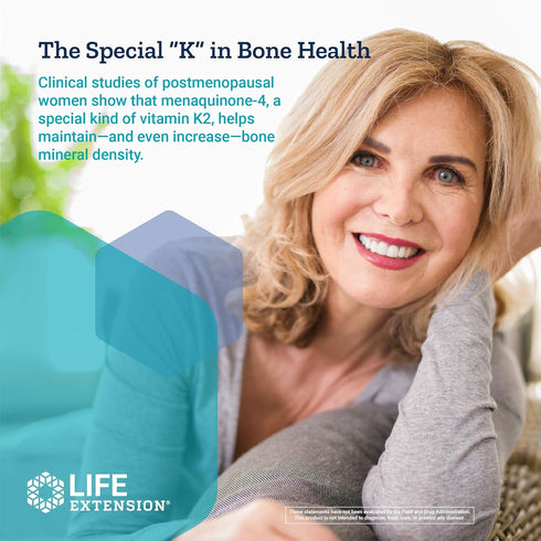 Life Extension Mega Vitamin K2 High Potency for Strong Bones, Daily Supplement for Healthy Bone Density & Heart Health,