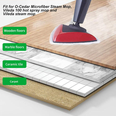 VCLENA 3 Pack Microfiber Steam Mop Replacement Refill Refills Triangle Mop Pads Fit for Steam Mop Cleaner,White Mop
