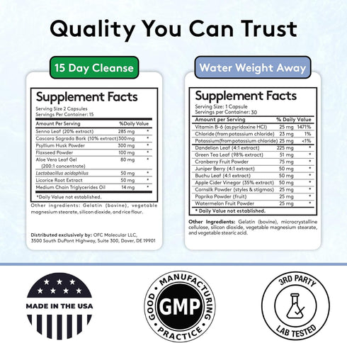 Reset 15 90 Youth & Tonic Water & Waste Water Weight Away & Day Cleanse Pills for Digestive Cleanse, Fluid Retention