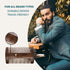 White Naturals Beard Comb for Men - Wooden Natural Sandalwood, Fine Dual Action Teeth, Includes PU Leather Case