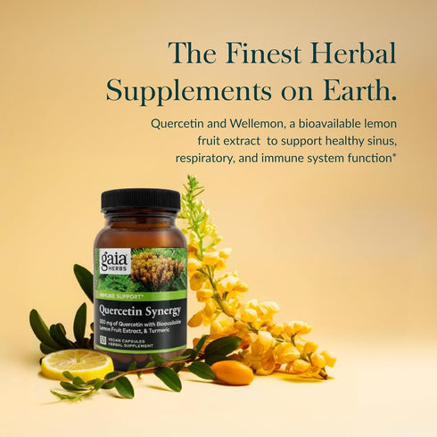 Immune 50 (50 Gaia Herbs Quercetin Synergy - Supports Health* - Wellemon Lemon Fruit Extract - Vegan Capsules Servings)