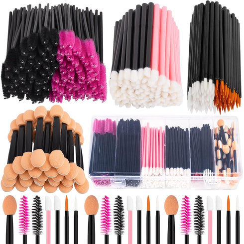 Rolybag Disposable Makeup Applicators Kit - Mascara Wands, Eyeliner Brushes, Lip Applicators with Organizer Box