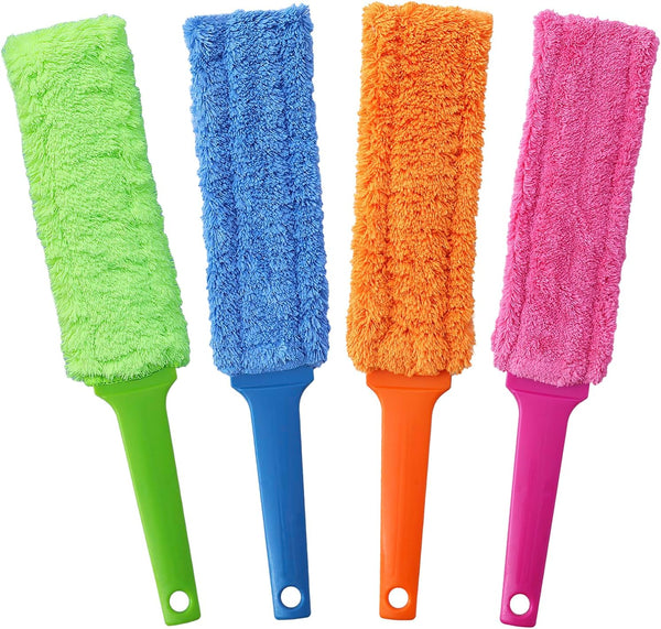 4 Pack 16-Inch Length Microfiber Dusters, Reusable and Washable, Soft Fibers for Home, Office, and Car Cleaning