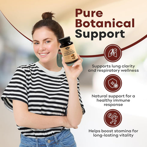 Vitamyco Immune 60 Tiger Milk Mushroom Supplement (Lignosus Rhinocerus), Natural Respiratory Health Supplement