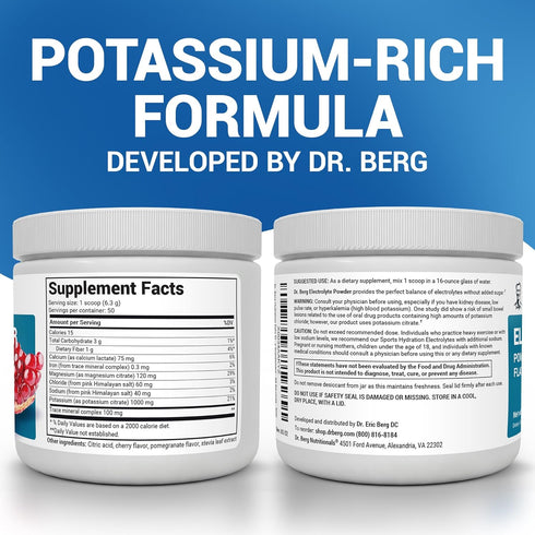Dr. Berg Zero Sugar Hydration Keto Electrolyte Powder - Pomegranate and Cherry Drink Supplement