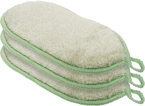 OGGI Bambou Odor-Free Kitchen Sponges - 3 pcs Natural Sponges for Dishes, 91% Bamboo-Derived Rayon, Reusable, Absorbent