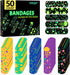 TUXIYA 50 Count Kids Bandaids, Glow in The Dark & Waterproof Bandages, One