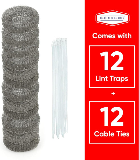 12 Pieces Lint Traps for Washing Machine, Rust Proof Stainless Steel Mesh with Ties