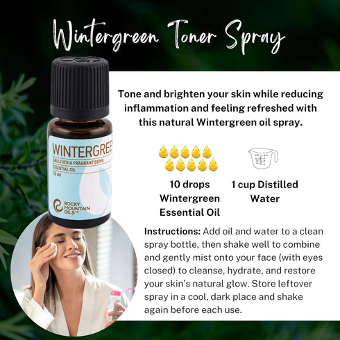 Rocky Mountain Oils Wintergreen Essential Oil 15 ml - Pure and Natural for Aromatherapy and Diffuser Use.