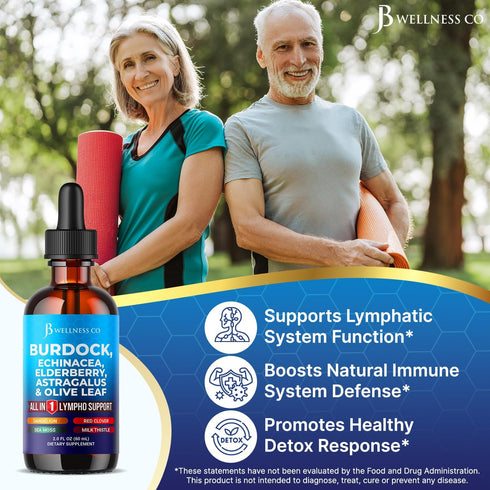 JB Wellness Co 4 oz Lymphatic Drainage Supplement - Burdock Lymphatic Support Drops - Burdock Root, Mullein, Echinacea