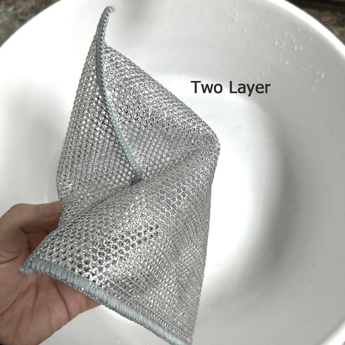 YinQin 6 PCS Double Layer Non-Scratch Wire Dishwashing Rags, Sturdy Reusable Steel Wire Cleaning Cloths for Kitchen