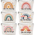 Chengu 6 Pcs Big Canvas Rainbow Heart Cosmetic Bags, Inspirational Gifts for Women, Sweet