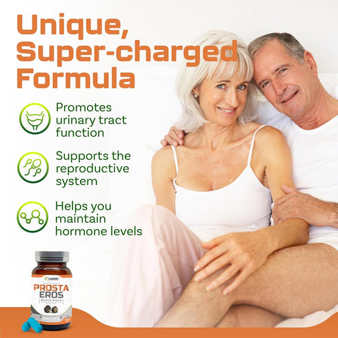 ProstaEros Prostate Support Supplement for Men's Health, Black Maca, Saw Palmetto, 60 Count Capsules, Pack of 1