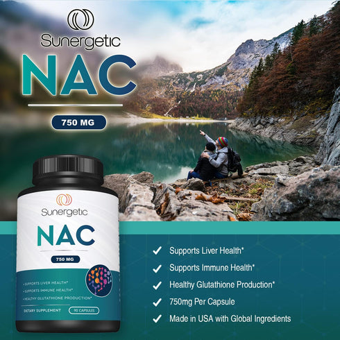 Premium NAC Supplement N-acetyl Cysteine, 750mg per Capsule, 90 Capsules, Supports Liver, Detox, Immune Health