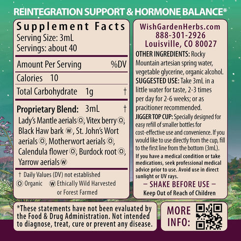 WishGarden Herbs ReBalance After Birth - Plant-Based Herbal Supplement with Vitex Berry & Motherwort for Postpartum