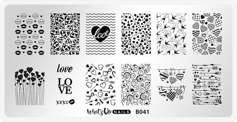 Whats Up Nails Valentine's Day Stamping Plates, 2 Pack (B024, B041) for Nail Art Design