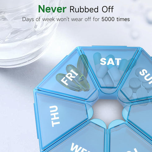 Weekly Pill Organizer - 2 Pack Portable Pill Box Medicine Case, Seven Day Edition for Vitamins and Supplements