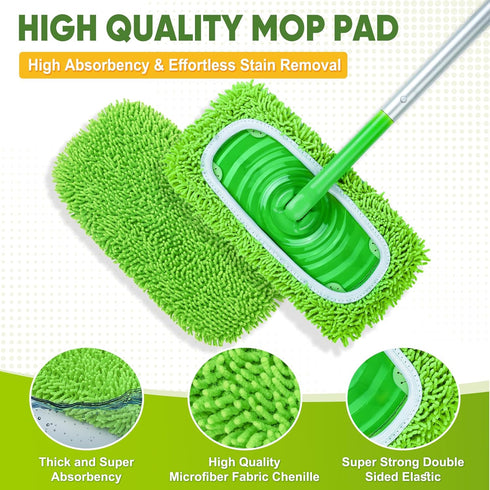 NXPPYY 6-Pack Reusable Microfiber Mop Pads Compatible with Swiffer Sweeper, Dry & Wet Sweeping Cloths - Washable Wet
