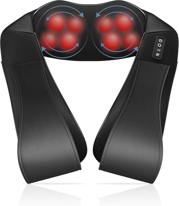 JIODTMER Back Neck and Shoulder Massager with Heat,Deep Tissue 3D Kneading Pillow, Electric