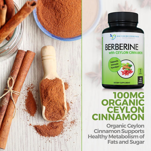 DOCTOR RECOMMENDED SUPPLEMENTS Berberine with Ceylon Cinnamon, 1200mg Berberine & 100mg Organic Ceylon Cinnamon