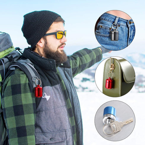 4 Pieces Keychain Pill Holder, Waterproof Aluminum Pill Case Box with Keychain for Travel, Multicolor