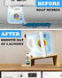 Skywin Wood Laundry Detergent Holder & Drip Tray Catcher, Wood Soap Dispenser, Laundry Bottle Stand, Organizer.