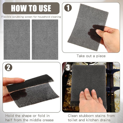 50 Pcs Flexible Scrubbing Screen, 5.5" x 4" Abrasive Grit Pad for Household Cleaning, Removes Carbon Rust Scale