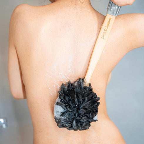 Slick Loofah with Long Handle - Back Scrubber and Shower Supplies for Bathing