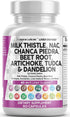 Milk Thistle 3000mg, NAC, Chanca Piedra, Beet Root, Artichoke, Dandelion Root - Liver Cleanse Detox Supplement