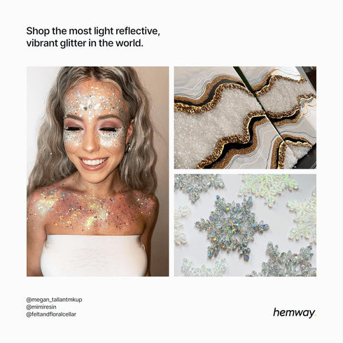 Hemway Premium Ultra Sparkle Glitter - Mother of Pearl Iridescent Metallic Flake for Arts Crafts, 100g / 3.5oz