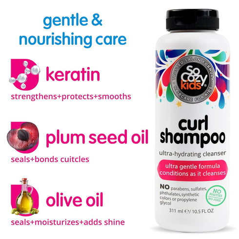 SoCozy Curl Shampoo | Ultra-Hydrating Cleanser for Kids Hair, No Parabens or Sulfates, Sweet-Crème