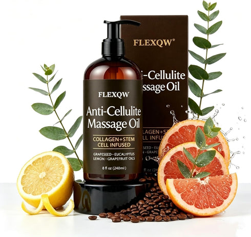 Lymphatic Drainage Massage Oil with Frankincense Essential Oil, Natural Anti Cellulite Body