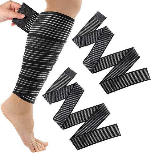 Syhood Compression Bandage Wraps for Leg, Elastic Calf Compression Sleeve Ankle Support, Adjustable