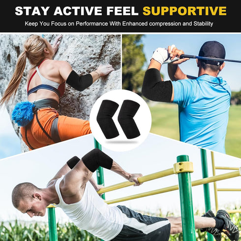 Elbow Compression Sleeves, Elbow Brace for Men & Women, Tennis & Golfer's Elbow Support, Pain Relief (Black)