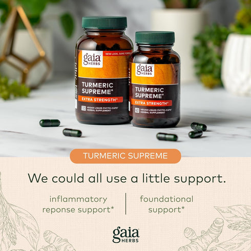 Gaia Herbs Turmeric Supreme Extra Strength - 120 Vegan Liquid Phyto-Capsules with Turmeric Curcumin & Black Pepper -