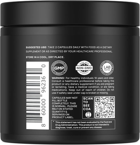 ELMNT Organic Black Maca Root 40,000mg - 60 Pills with Ashwagandha, Highest Potency Maca Capsules for Men
