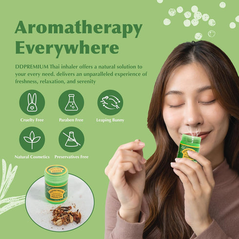 Herbal Inhaler with Menthol & Essential Oil - Natural Thai Inhaler for Enhanced Breathing, Pack of 3