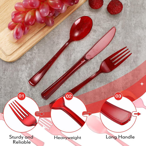 150 Pieces Heavy Duty Disposable Cutlery Set, Plastic Silverware with 50 Forks, 50 Knives, 50 Spoons for Parties
