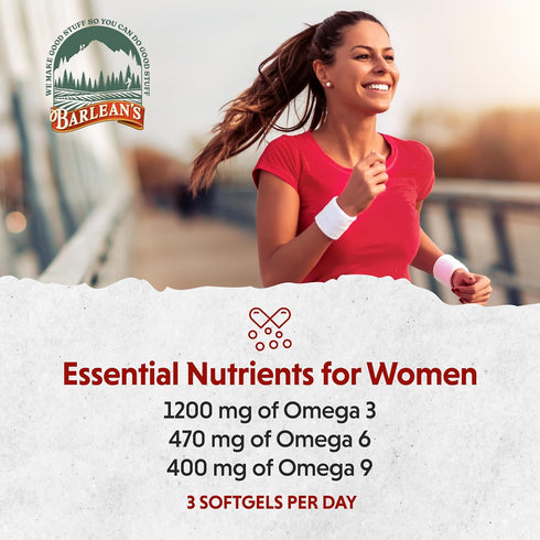 Barlean's Essential Woman Capsules - 120 Count - Hormonal Balance Supplement for Women with Flaxseed, Evening Primrose