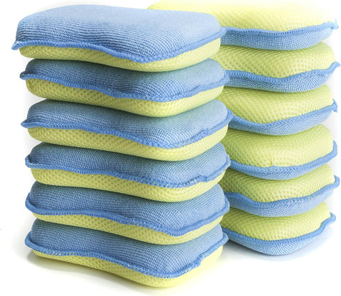 LTWHOME Dual Sided Microfiber 2 in 1 Washing Up Pad Scrubbers and Sponges (Pack of 6) by LTWHOME