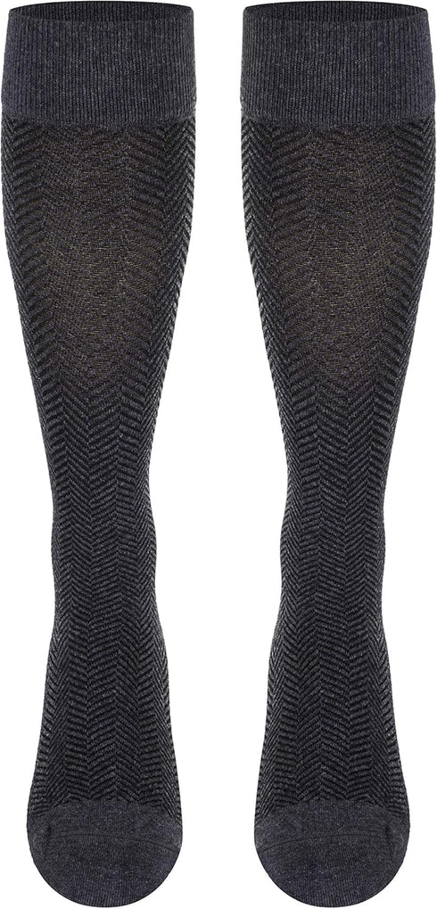 TOUCH Compression 15-20 mmHg, 1 Socks for Men, Herringbone, Cotton, Pair, Charcoal, X-Large