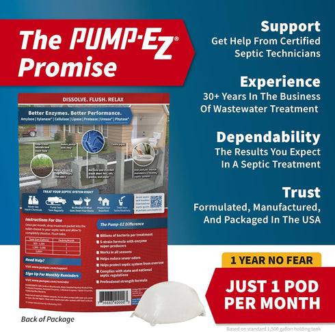 Enzyme Septic Tank Treatment Tablets, 1-Year Supply Home Value Pack, Extra Strength, Premeasured, Made in the USA (12